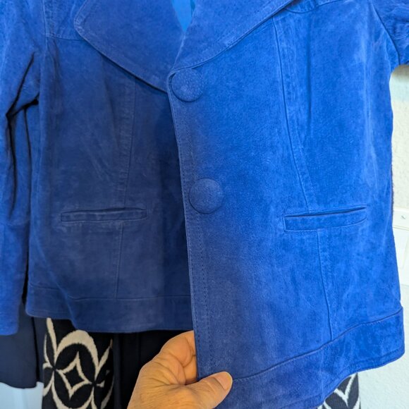 NWT Vintage COBALT LEATHER / SUEDE Jacket | Chico's | Size 2 M / L - Picture 6 of 8